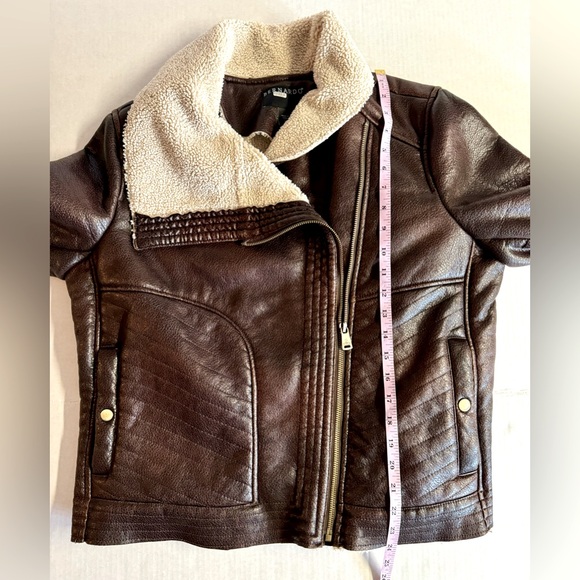 Anthropologie x Bernardo-  Chocolate Moto Jacket with faux fur lining.Size L - Picture 6 of 11